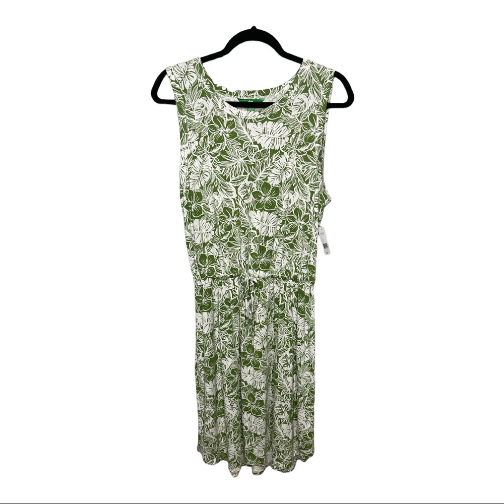Dip Women’s Green & WhiteTropical Print Dress | L